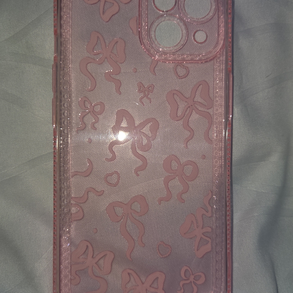 Iphone 14 - Pink Bow Glitter Protective Phone Case